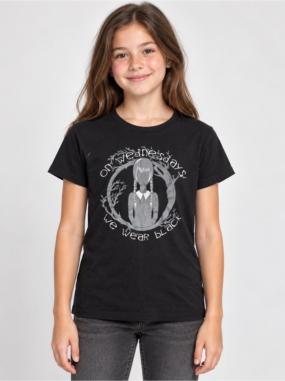 Wednesday Addams “On Wednesdays We Wear Black” Graphic Tee Girls L 10/12